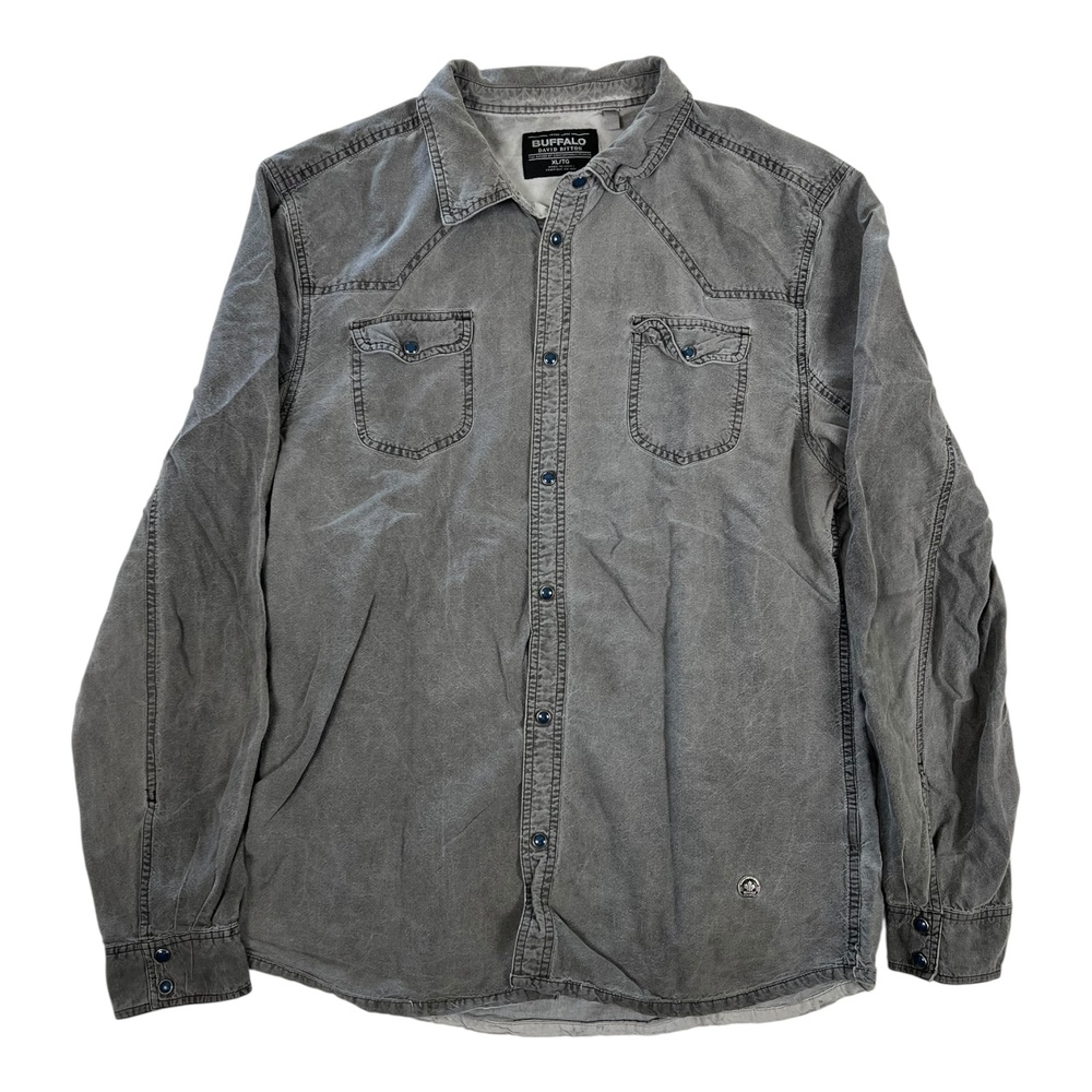 Buffalo David Bitton Shirt Mens XL Gray Long Sleeve Western Button Front Casual